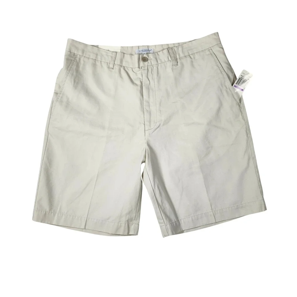 Alex Cannon Shorts Men 38 Stone New NWT Classics Flat Front‎ Cotton Blend
